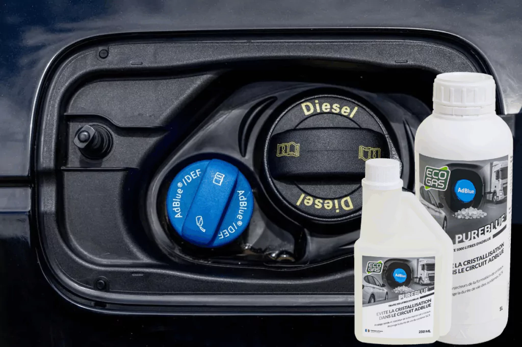 Additif AdBlue devant le réservoir