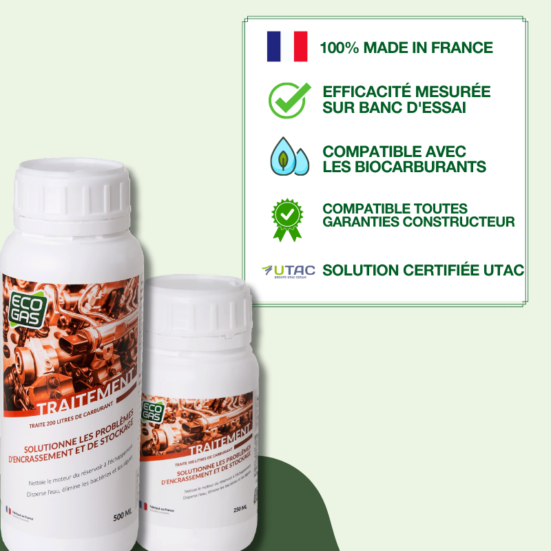 Additif ECO GAS traitement pour les moteurs et les carburants
